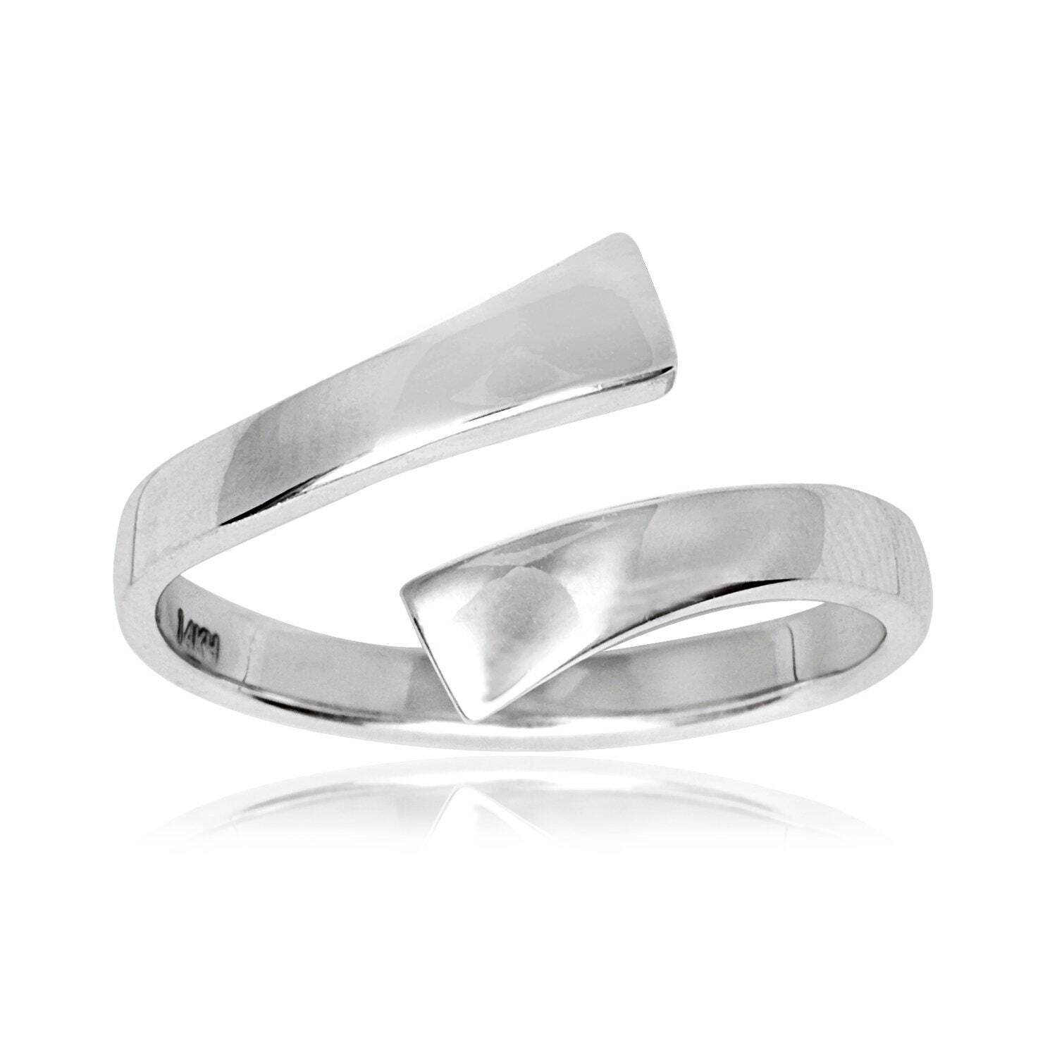 925 Sterling Silver Polished Bypass Adjustable Toe Ring (10mm x 15mm)