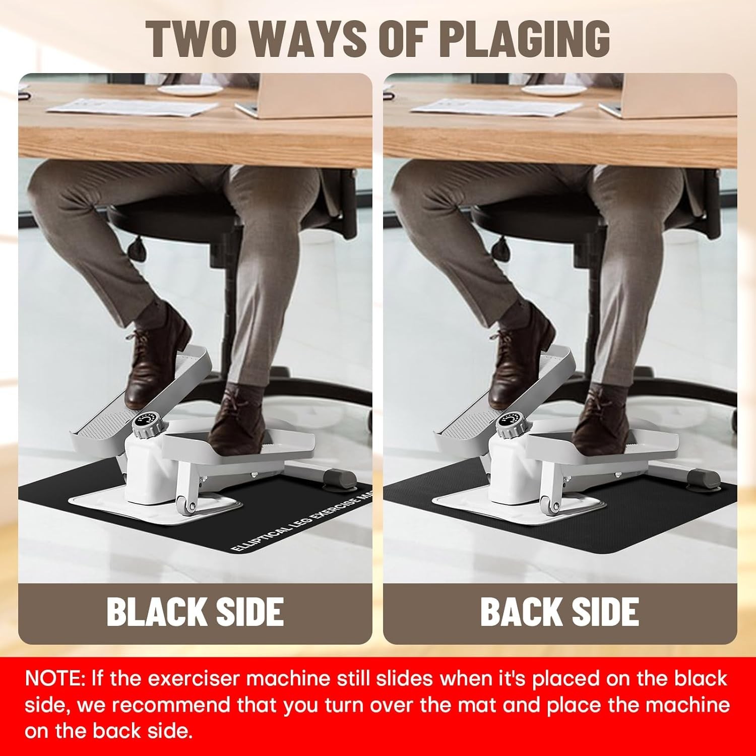 Under Desk Elliptical Mat - Non-Slip Exercise Equient for Bike,