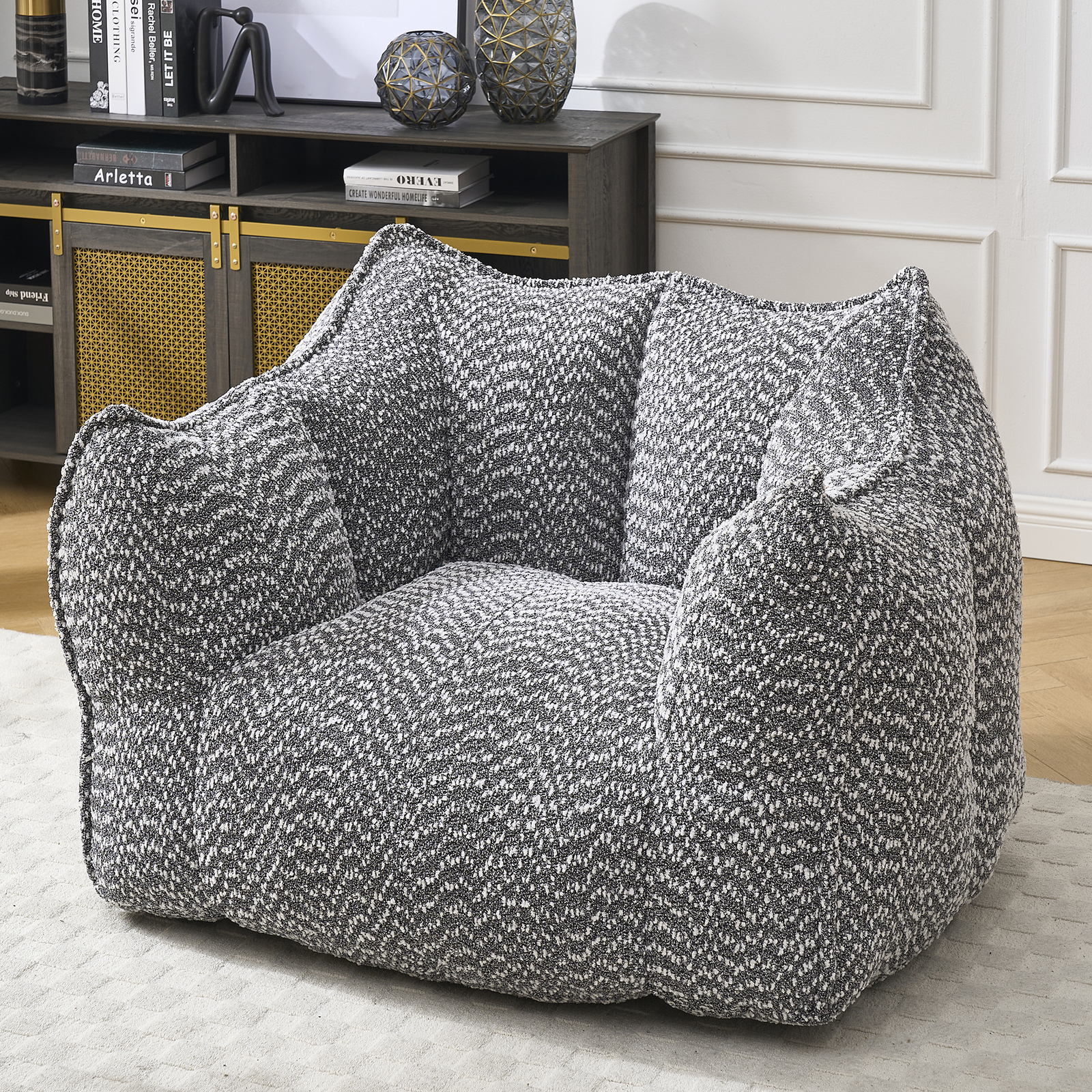 Bean Bag Chairs resilient foam for bedrooms comfortable square lazy sofa Grey