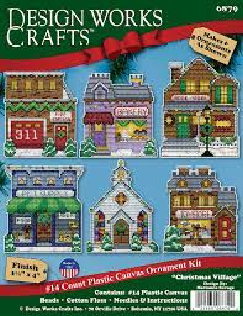 Design Works  - PLASTIC CANVAS  - CHRISTMAS TOWN -  MAKES 6 ORNAMENTS