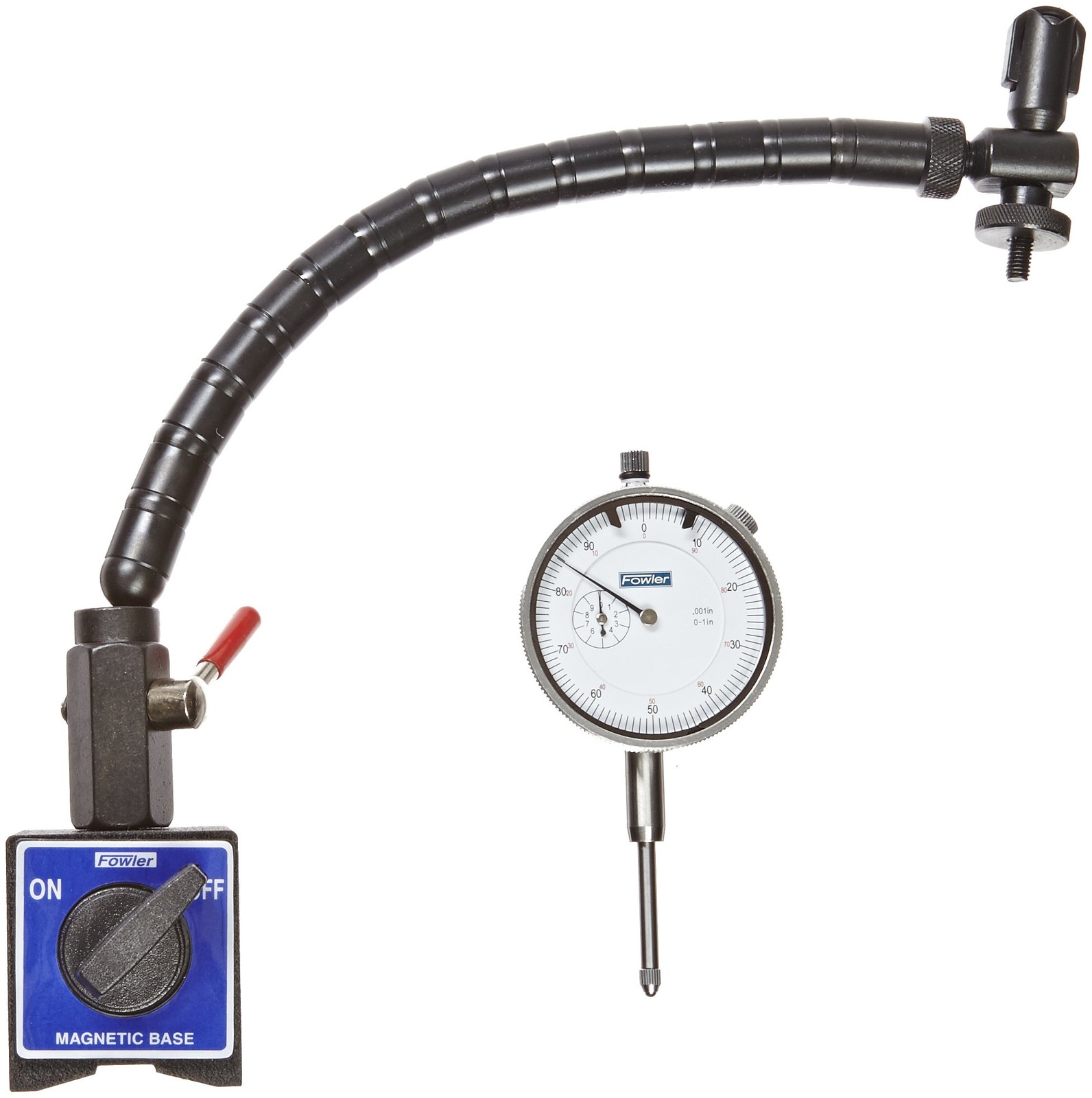 Fowler Flex Arm Magnetic Base And Indicator 85Lb Pull 0.001 Reading Dial 2.25In