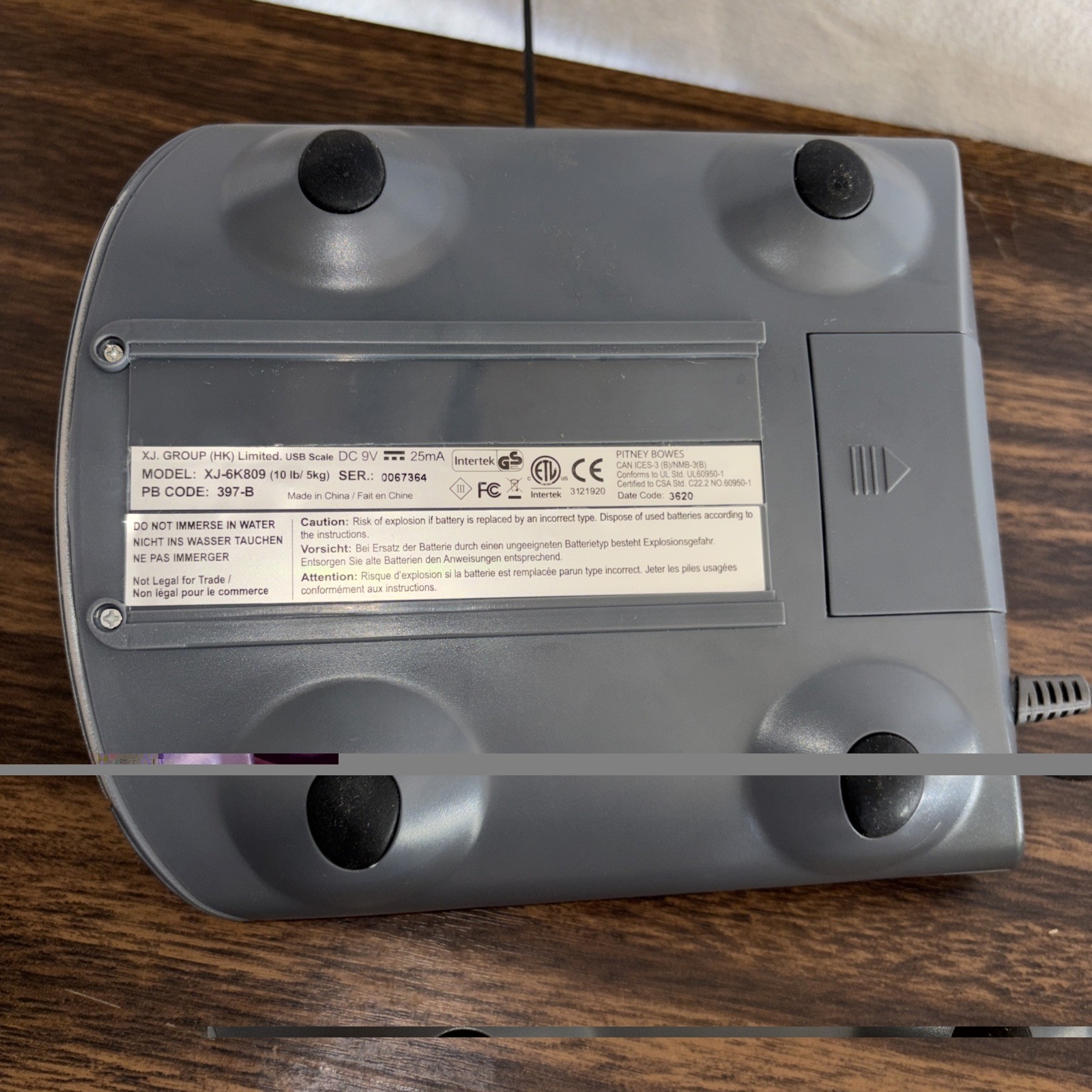 Pitney Bowes USB Scale XJ-6K809 5 Ib Capacity