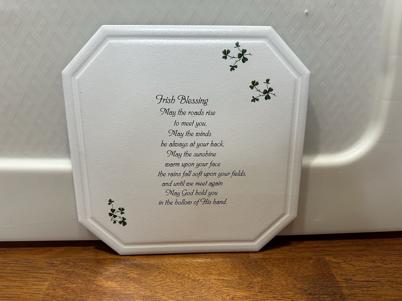 Vintage Irish Prayer Ceramic Tile Trivet 8”