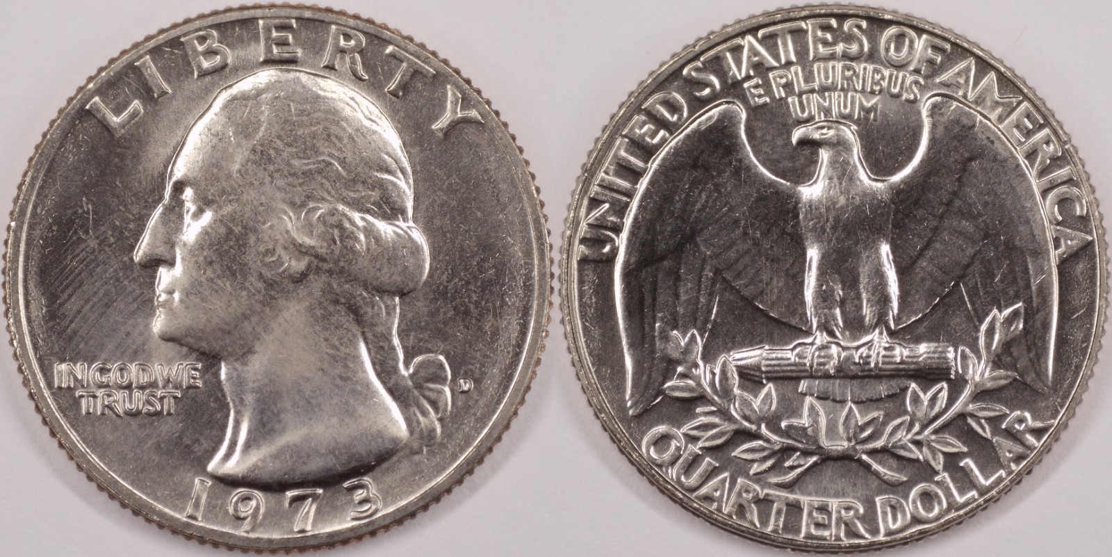 United States 1973 D 25 Cents Washington Quarter KM#164a Clad Eagle Arrows