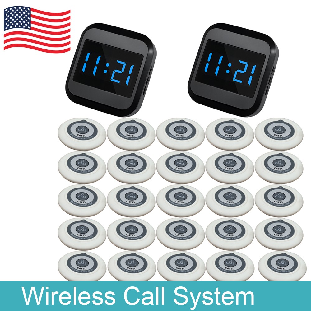 Restaurant Wireless Service Call System 25PCS Button Display Receiver Guest Bell