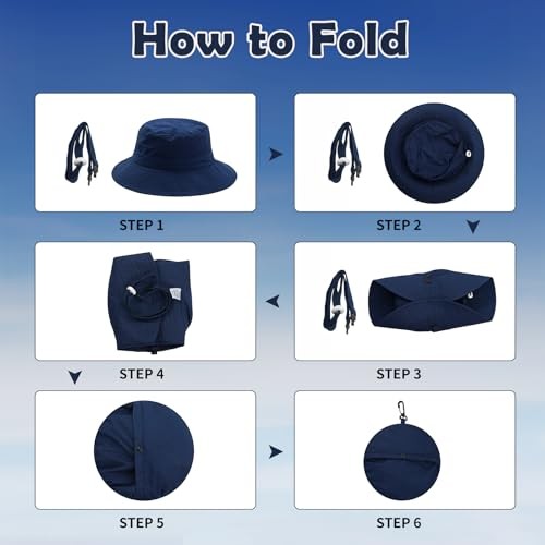Kid Sun Hat Wide Brim Foldable Bucket Hat UPF50+ Sun Protection 1-3T Navy Blue