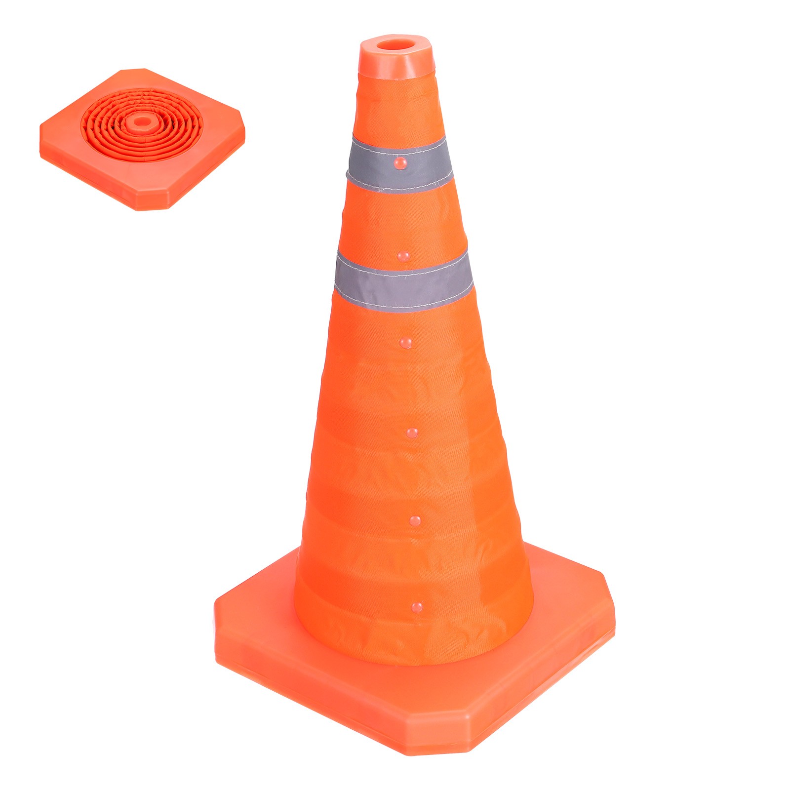 18" Collapsible Traffic Cones, Safety Cones with Reflective Collar