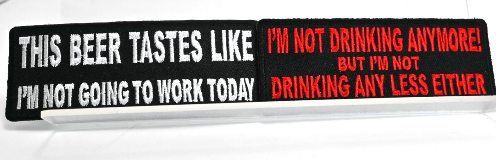 Ivamis trading co Biker Patches set of 2 different sayings 4 x 1.5in