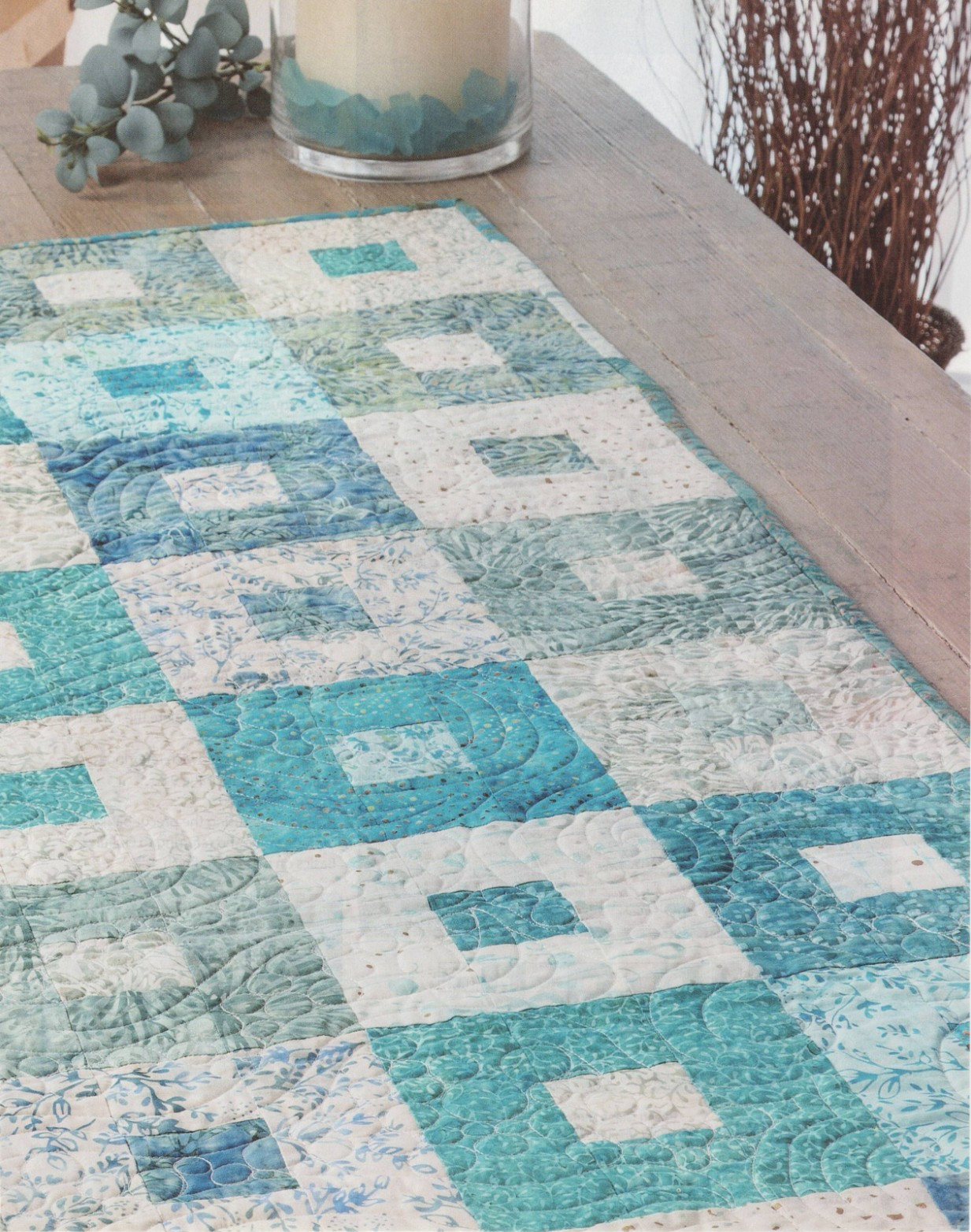 Beach Glass Runner Quilt Pattern Pieced CV