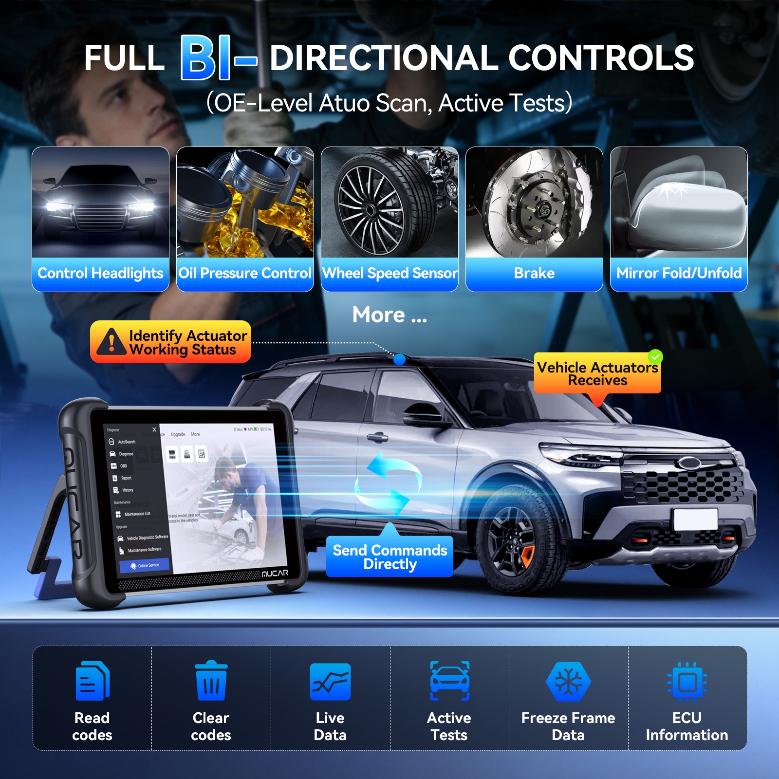 MUCAR 892BT Car CANFD AI All System Scanner KEY Coding Bidirectional Tool