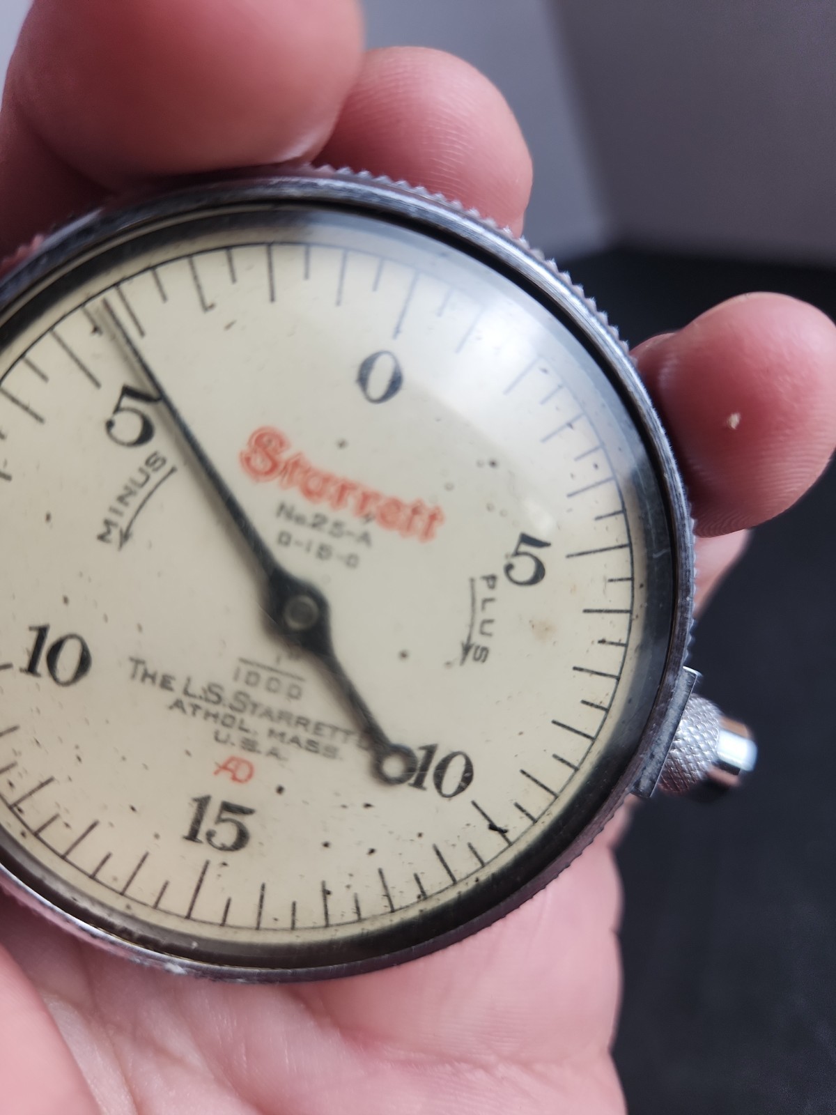 Starrett 25-A Indicator, 0-15-0, 1/1000"