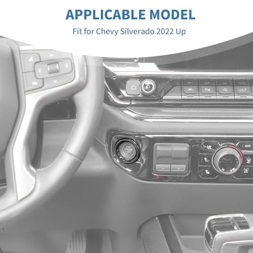 for Silverado Push Start Stop Button Trim Ring Cover for Chevy Silverado Black