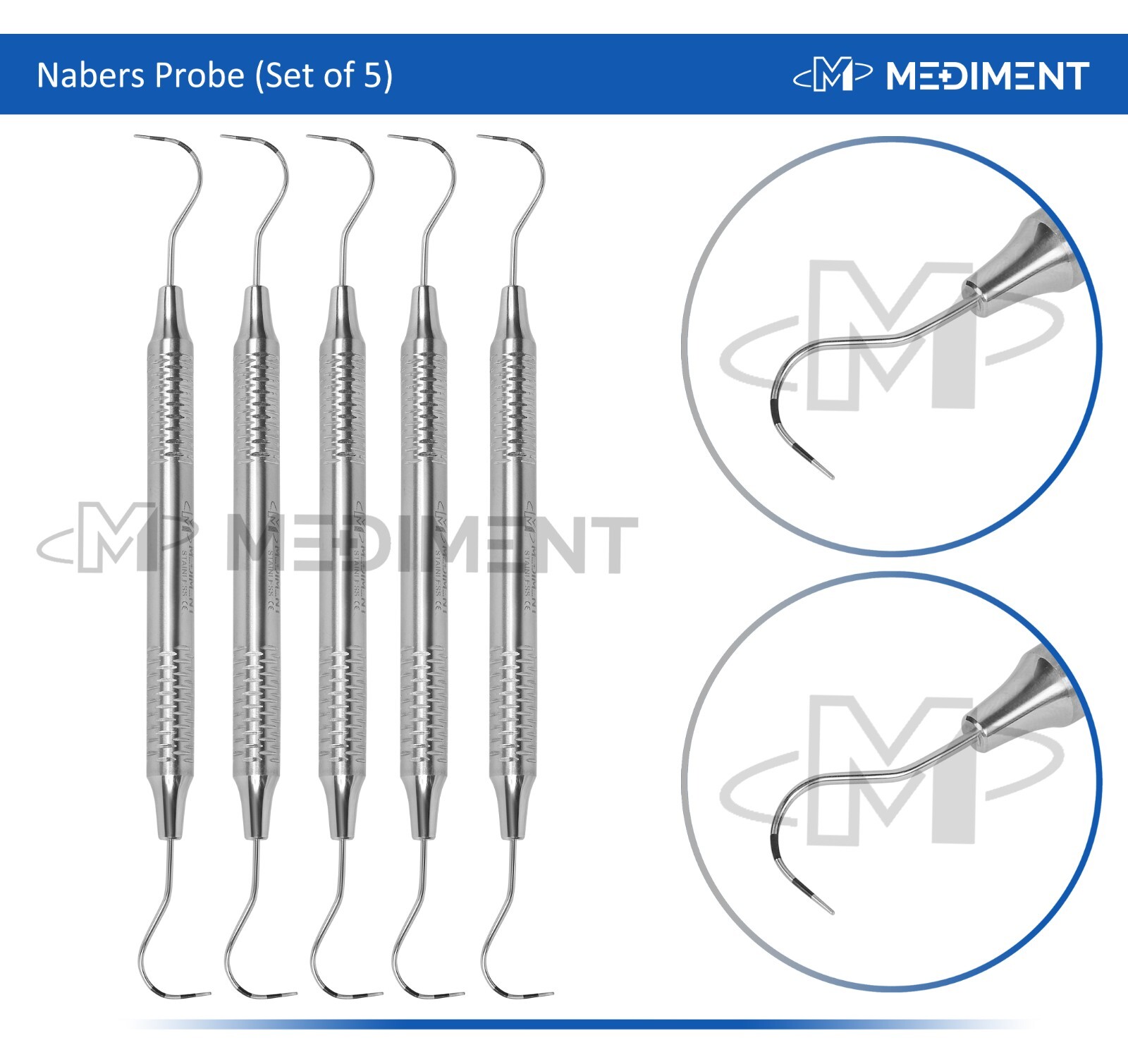 5 Pcs Dental Nabers Probes 2N Periodontal Furcation Color Markings Screening