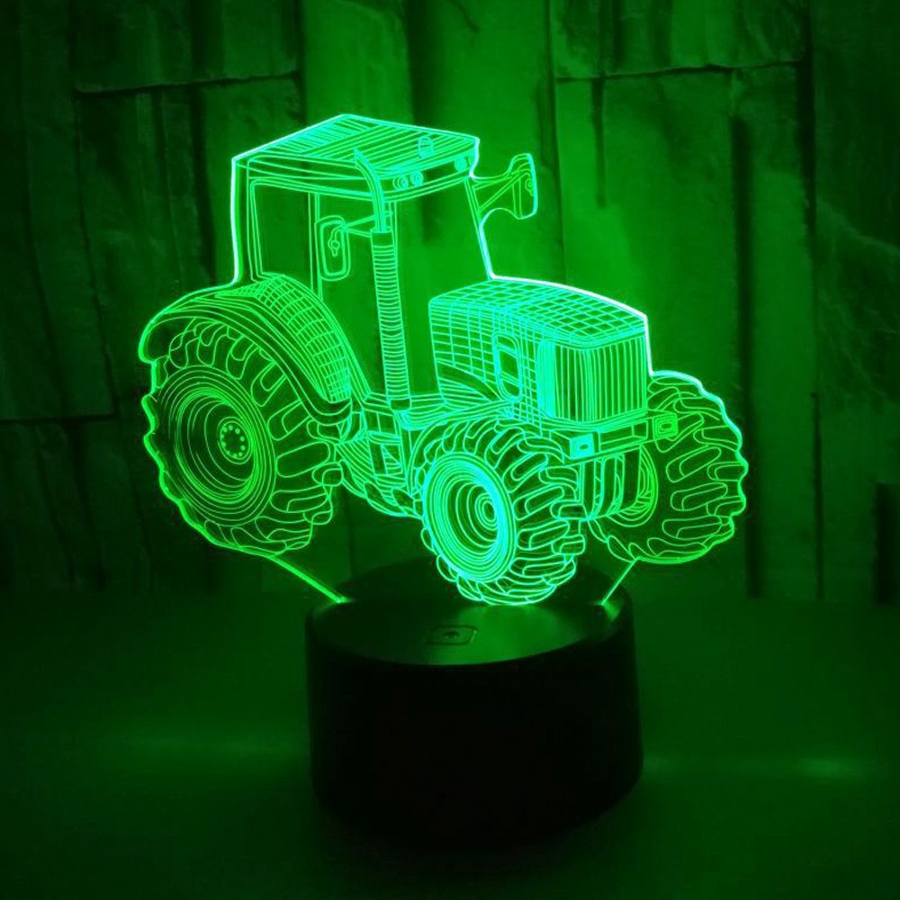 1Pc 7-Color Changing 3D LED Car Night Light W/ Remote Control For Home Decor-