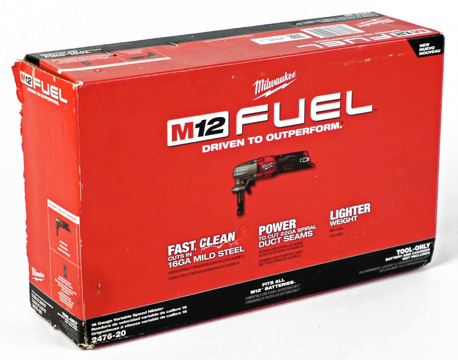 Milwaukee 2476-20 M12 FUEL 16 Gauge Variable Speed Nibbler (Tool Only) - New -A
