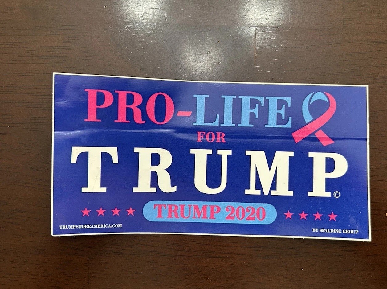 2020 Pro Life Donald Trump Bumper Sticker