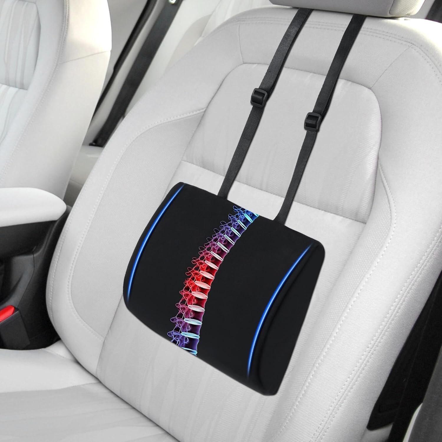 ROYALAY Lumbar Support Pillow for Car Seat Driver, 11inX8inX2in, Black