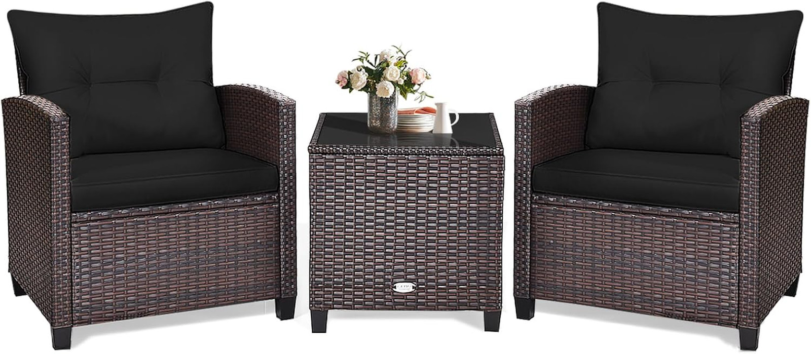 KOTEK 3 Piece Patio Furniture Set, Outdoor Conversation Set with Washable Cushio