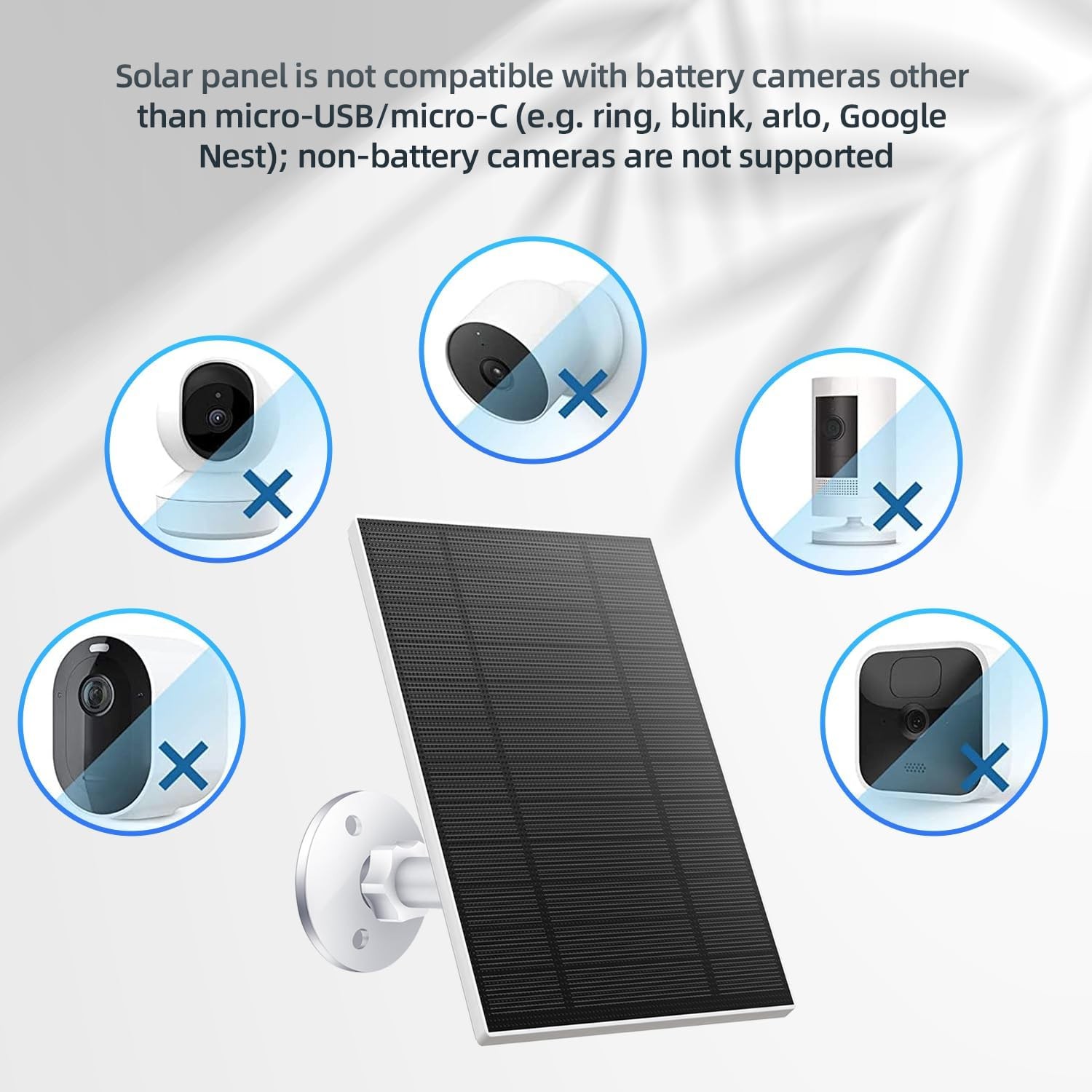 5W Solar Panel for Security Camera, Solar Panel with Micro USB & USB-C Port f...