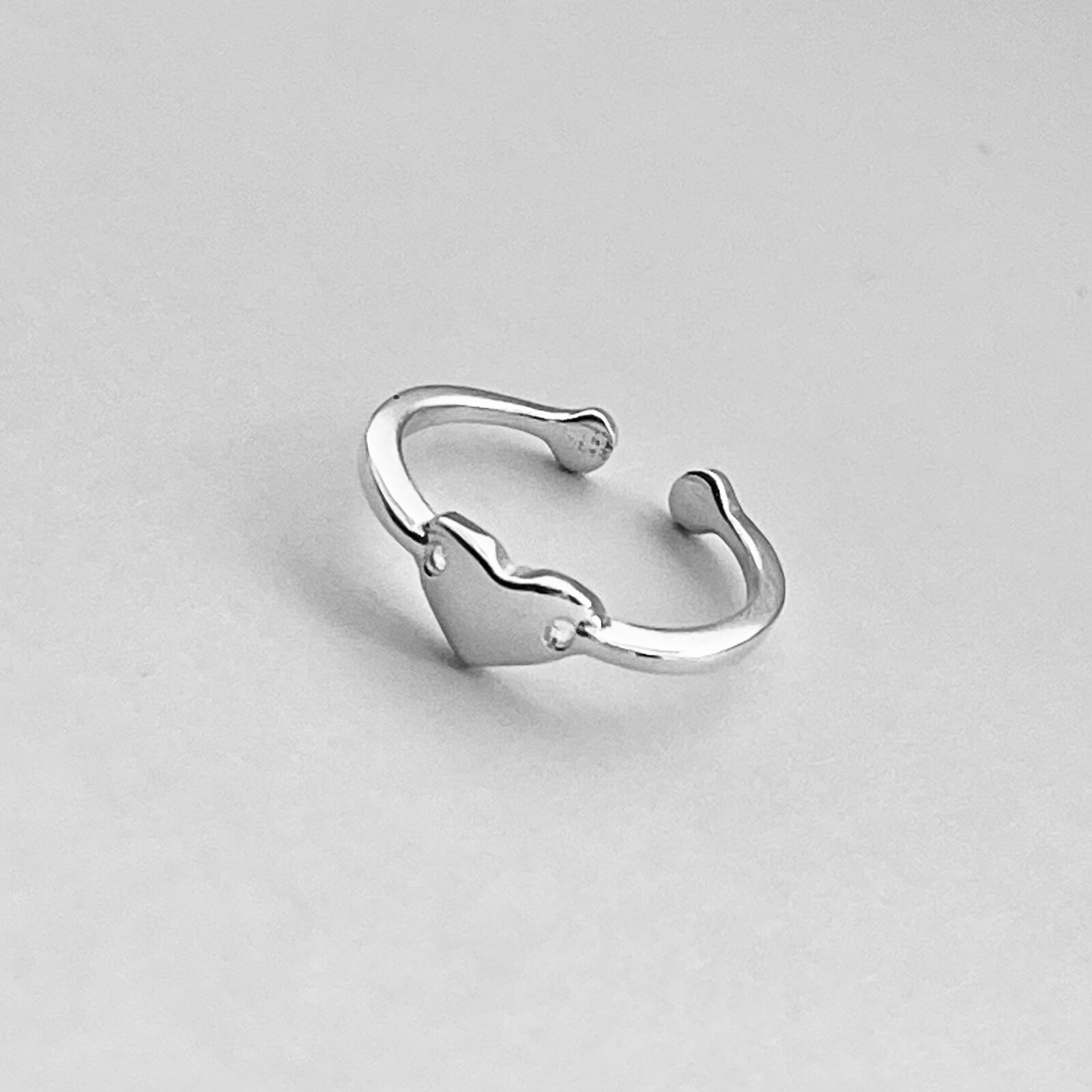 Sterling Silver Solid Heart Toe Ring, Adjustable Ring, Silver Ring, Heart Ring
