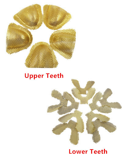 Dental Impression Tray Metal net Strengthen Lower /Upper teeth Gold Stainless