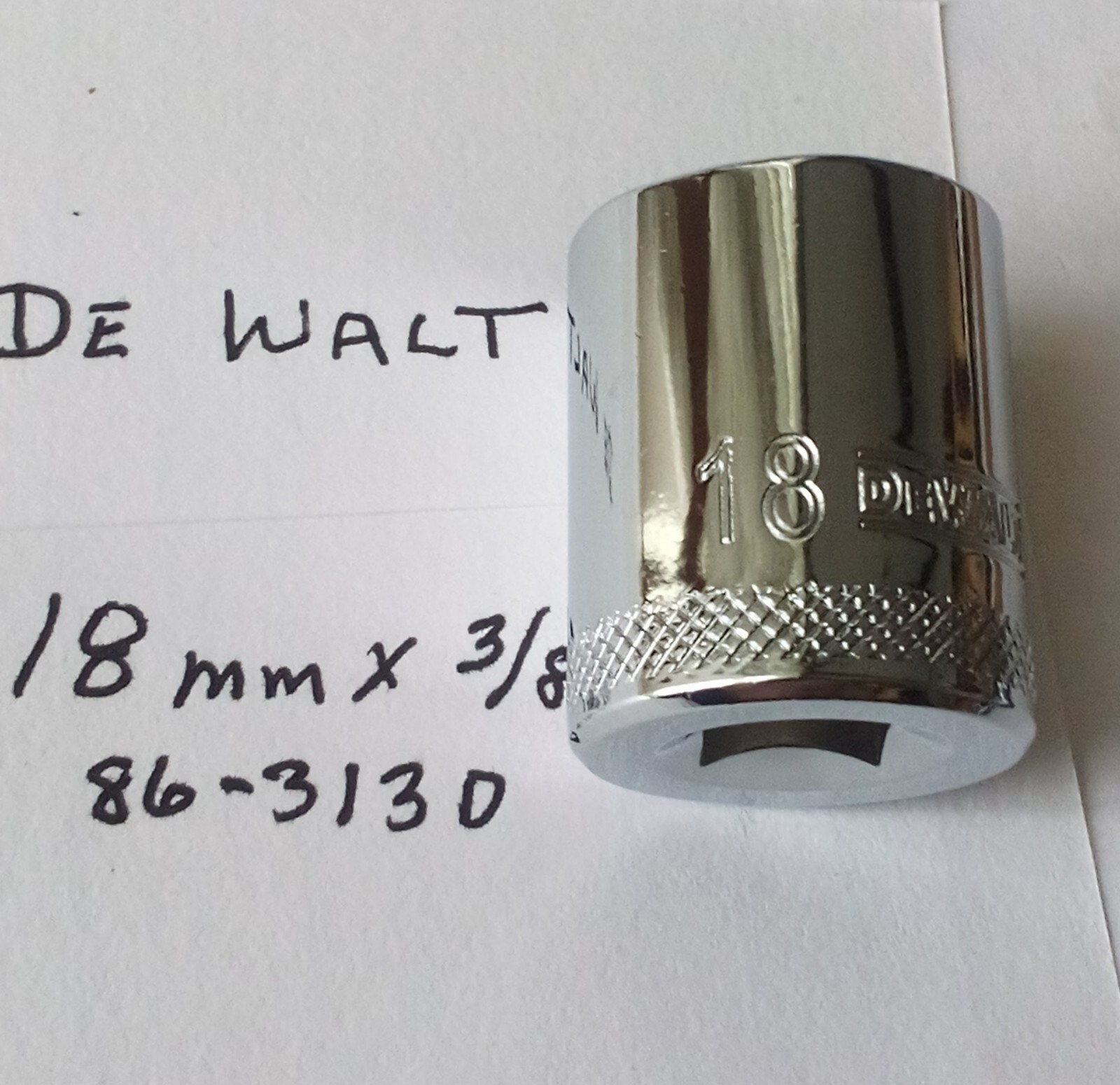DeWalt 18 mm x 3/8" Dr Shallow Polished Chrome Socket 86-313D 6Pt  Free Shipping
