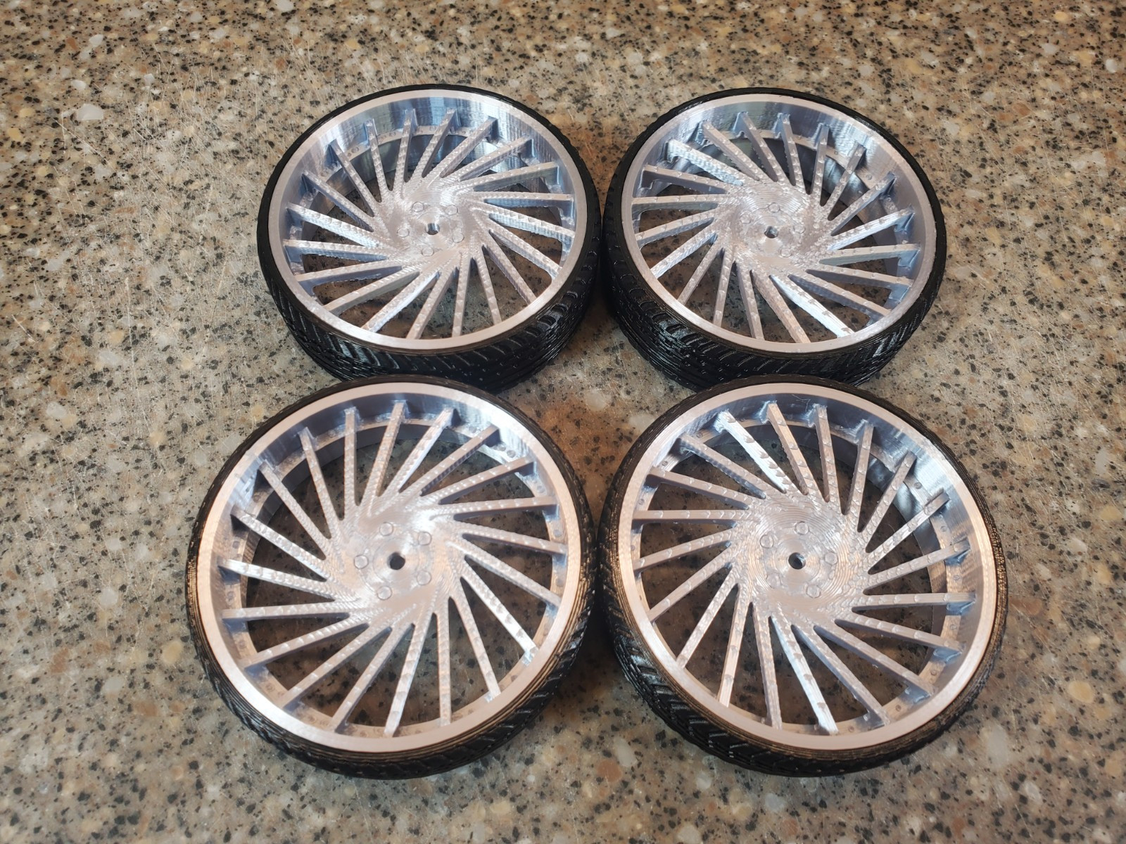 3d Printed 1:10 RC 30s Wheels TPU Tires RC Car 12mm Hex 3" Dia Wheels.