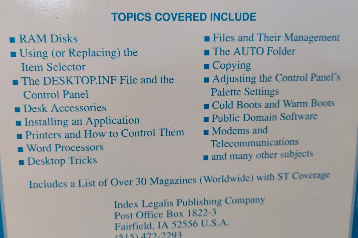 The Atari ST Book - Tips, Instructions, Secrets & Hints By Turner; New Old Stock
