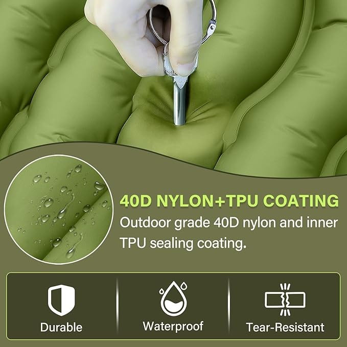 Compact Self-Inflating Sleeping Pad with Pillow for Backpacking & Tent Camping