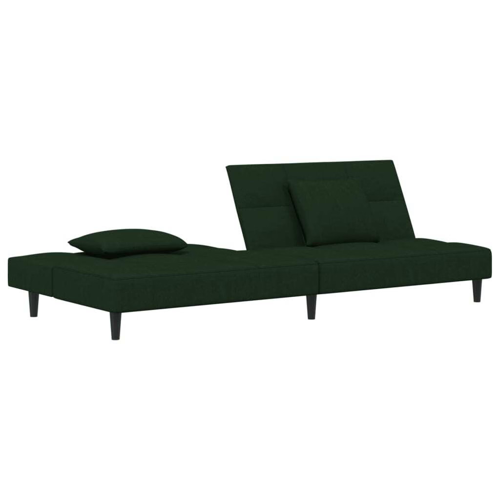 2-Seater Sofa Bed with Two Pillows Dark Green Velvet