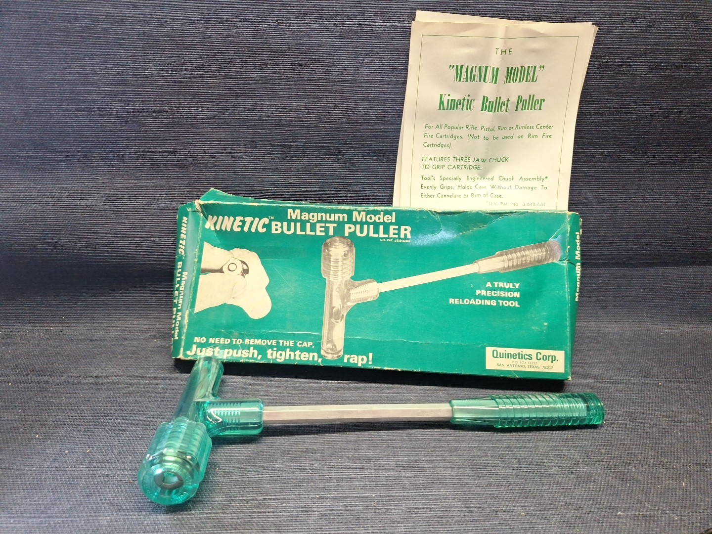 Quinetics Reloading Kinetic Bullet Puller original box with paperwork. NOS