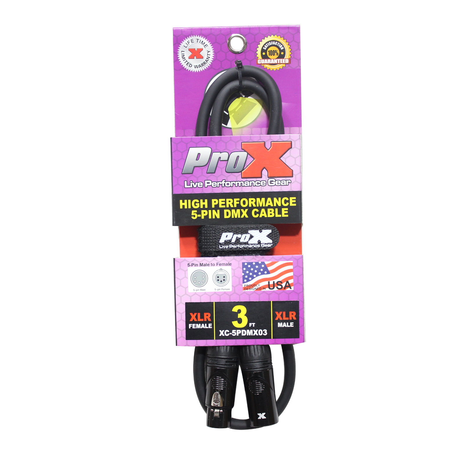 30 ProX 5 Pin High Performance Data Lighting DMX Cable 3FT
