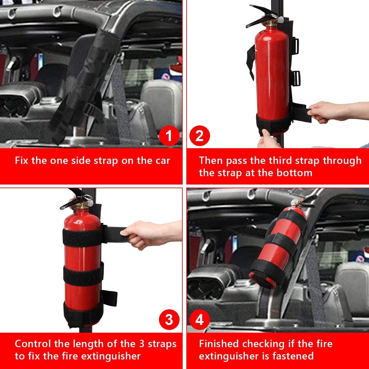 Fire Extinguisher Holder Adjustable Roll Bar Fire Extinguisher Mount Strap