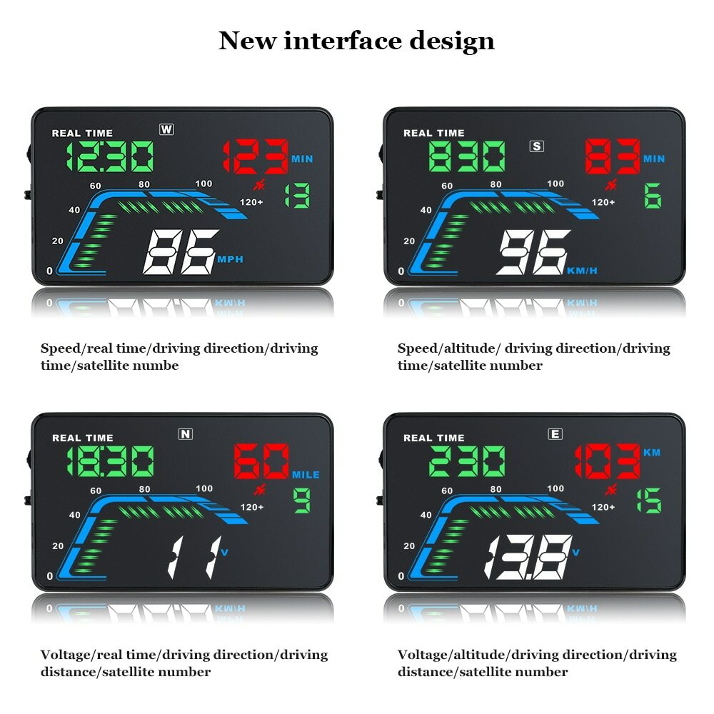 AutoCar HUD GPS Head Up Display Speedometer Overspeed Alarm Windshield Projector