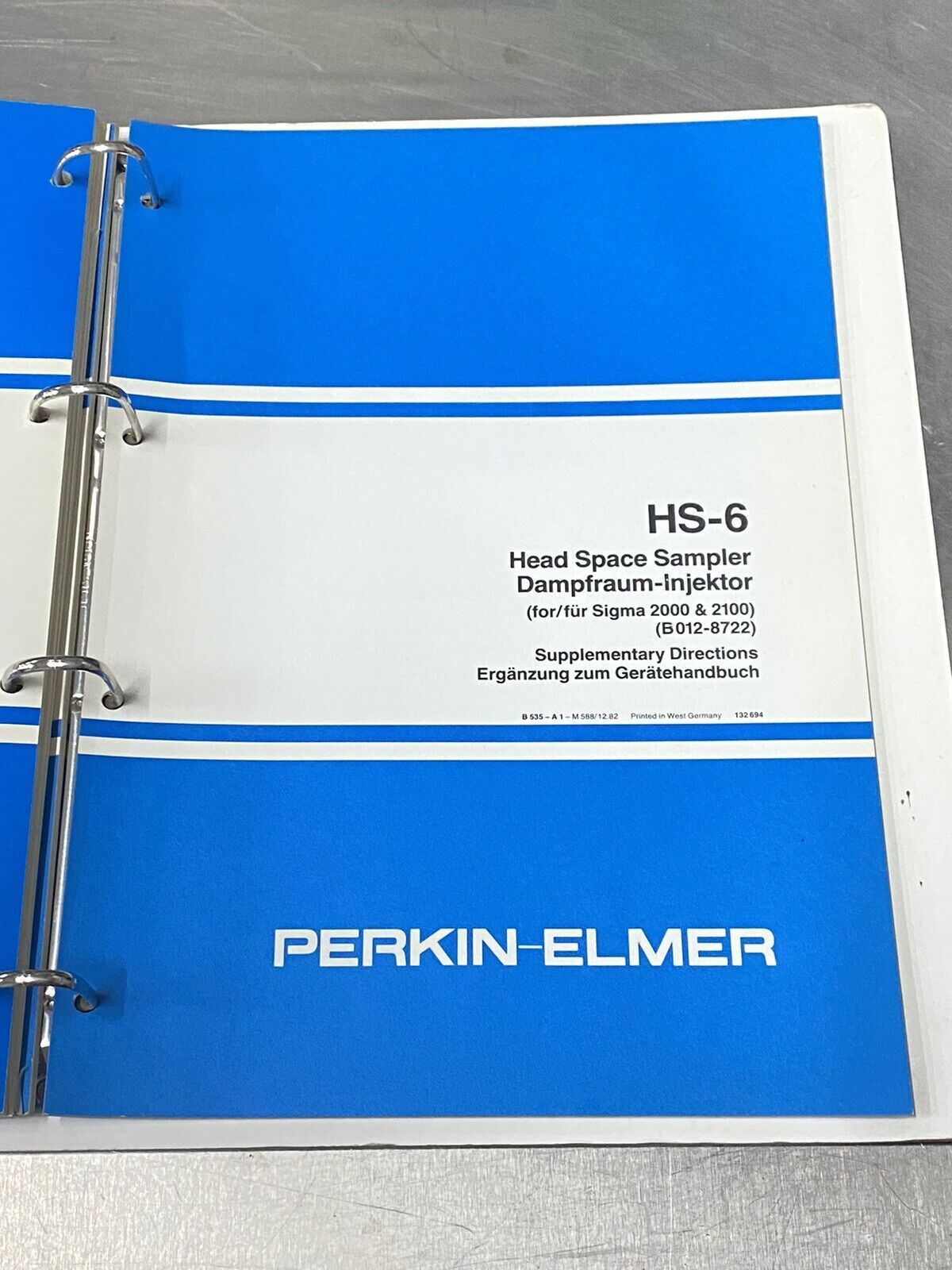 Perkin Elmer PE HS-6 Head Space Sampler - Users Guide / Manual