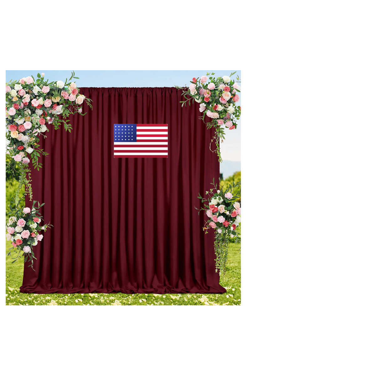 B-Cool Burgundy Backdrop Curtain Ceiling Wall Polyester Backdrop Curtain Panel