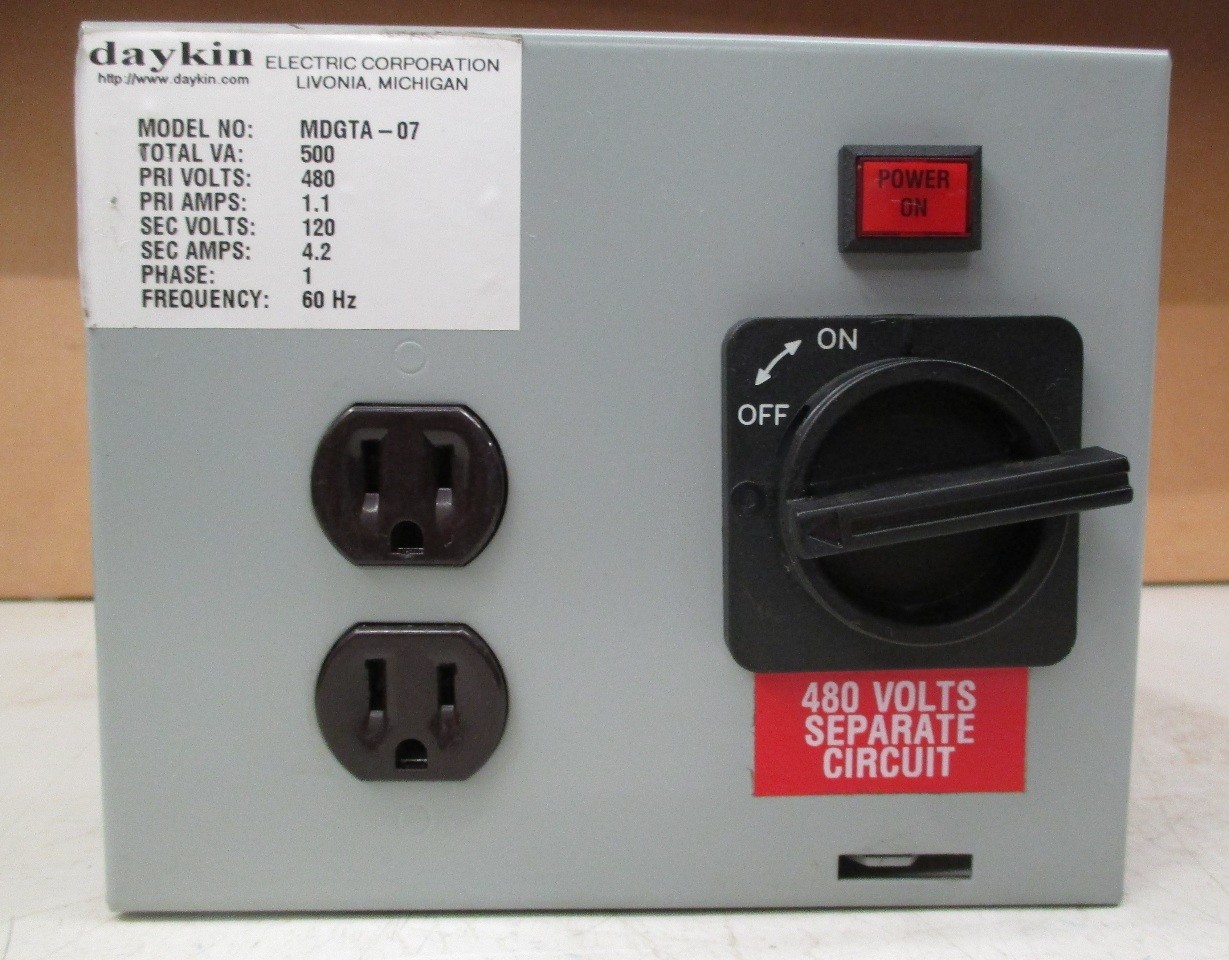 DAYKIN MDGTA-07 TRANSFORMER FREQUENCY 60HZ TOTAL VA 500