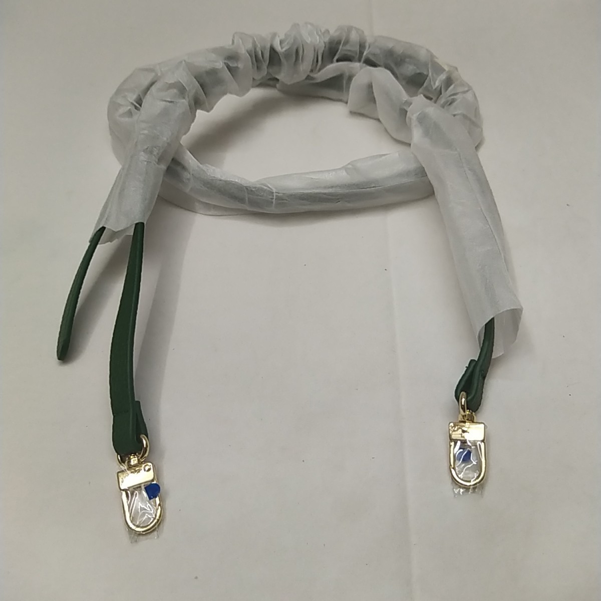 Green Leather Replacement Strap W/ Goldtone Push Gate Hook - NEW