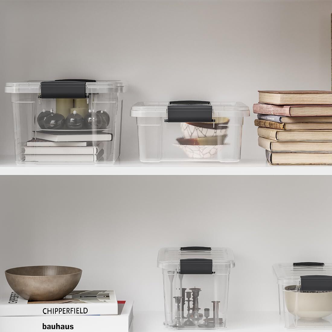 Superio Clear Storage Bins with Lids, 6 Pack- Plastic Storage Boxes - 1.85 Quart