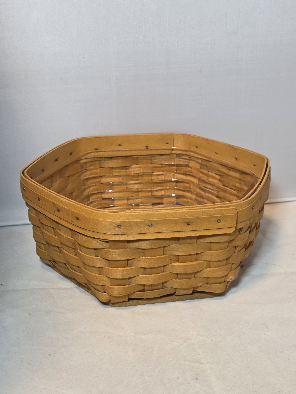 Generations Longaberger Hexagon Basket with Plastic Protector 4" height 9" Width