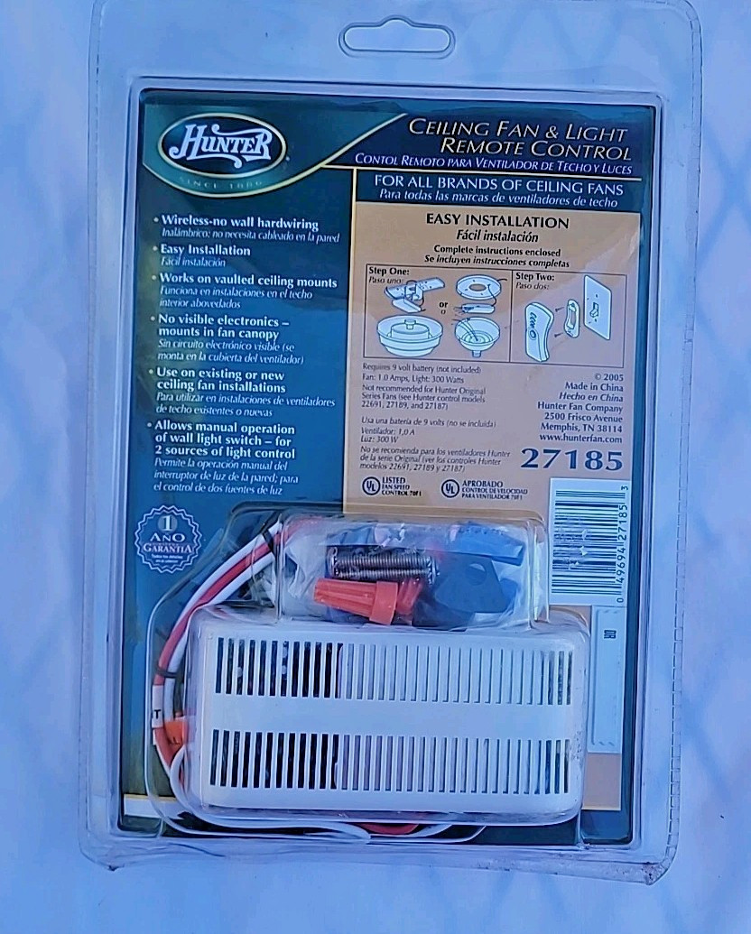 Hunter 27185 Ceiling Fan & Light Remote Control - White