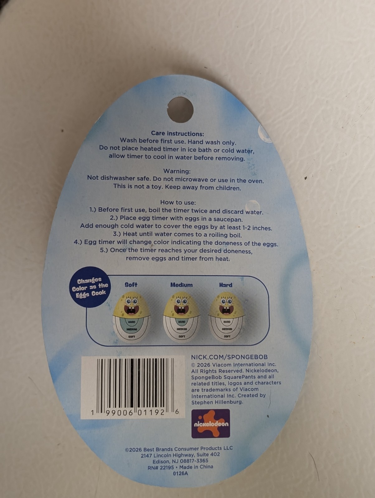SpongeBob SquarePants Color Changing Egg Timer - Perfect Eggs Everytime