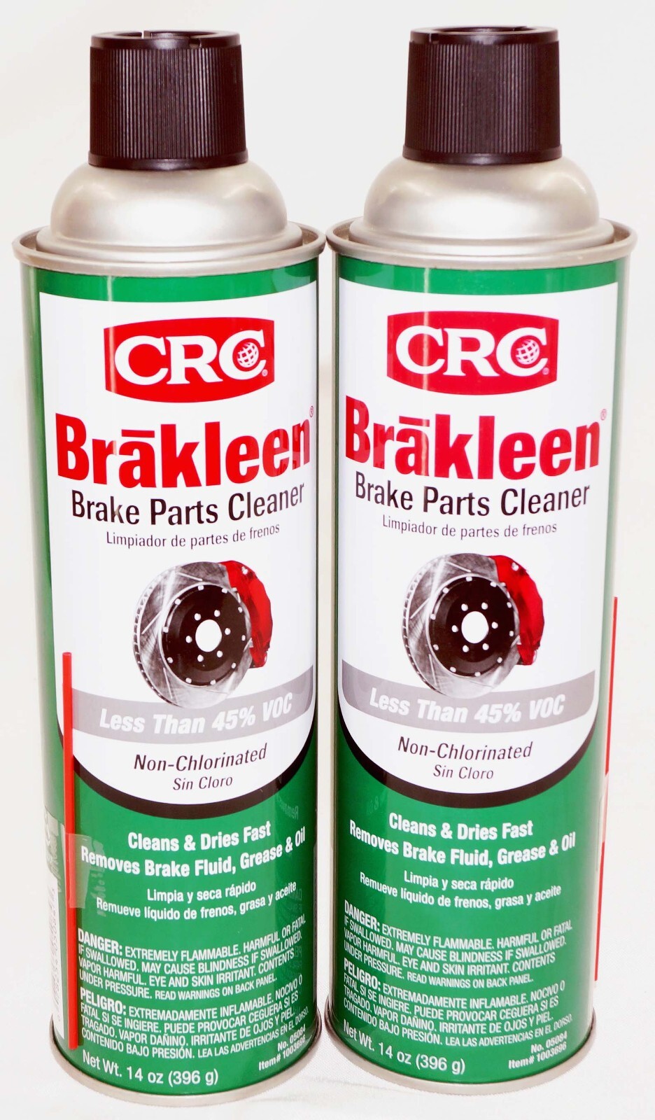 2 Pack CRC Brakleen Brake Parts Cleaner Non Chlorinated 14oz Low VOC 05084