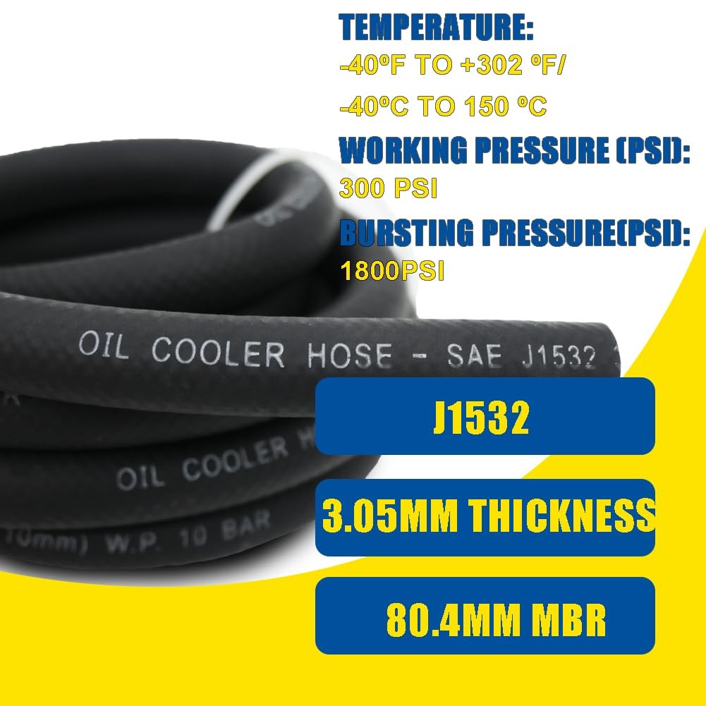 3/4 Transmission Oil Cooler Hose - J1532 Power Steering Hose Black 3/4 10FT