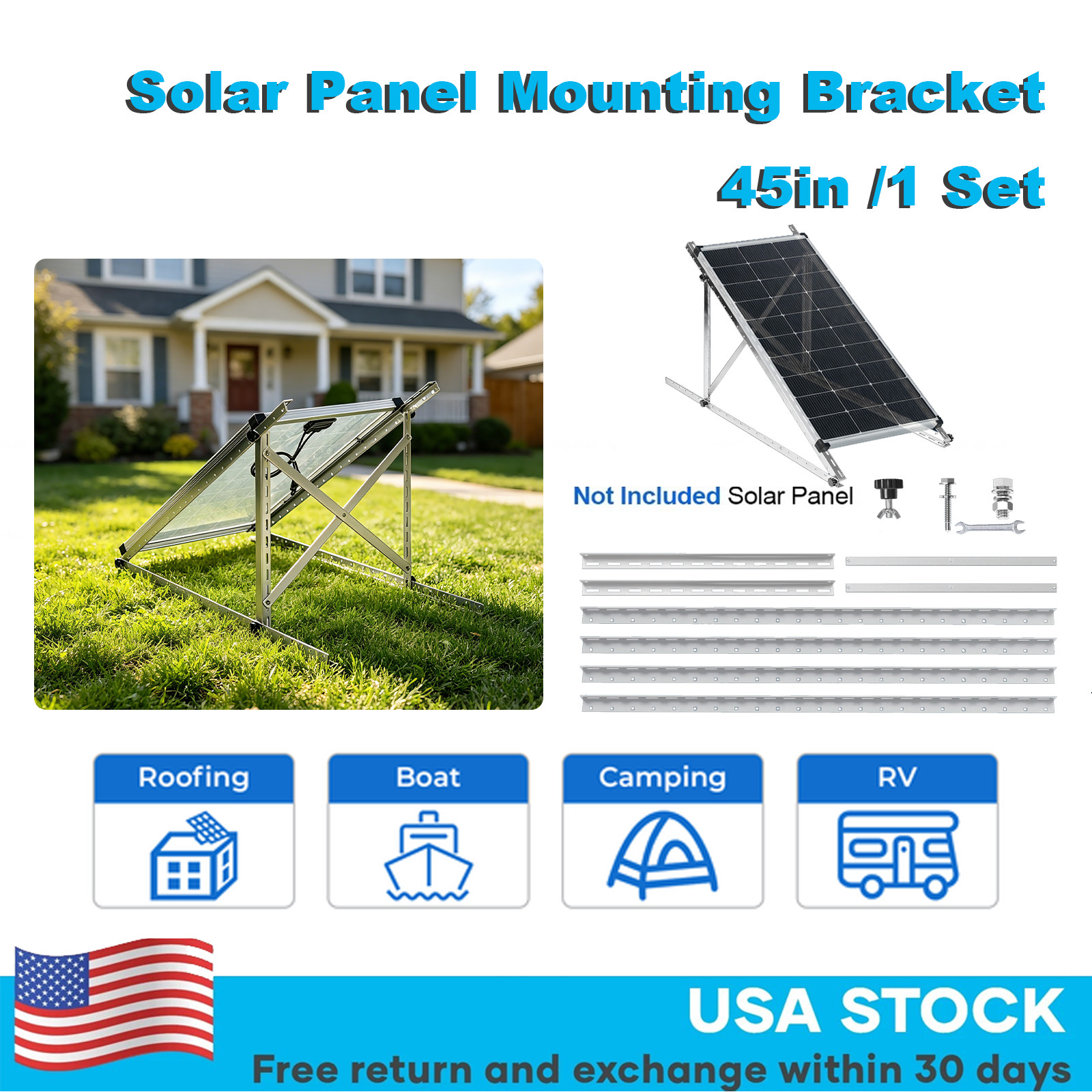 45inch  Upgrade Adjustable Solar Panel Mount Brackets RV System Roof Surface
