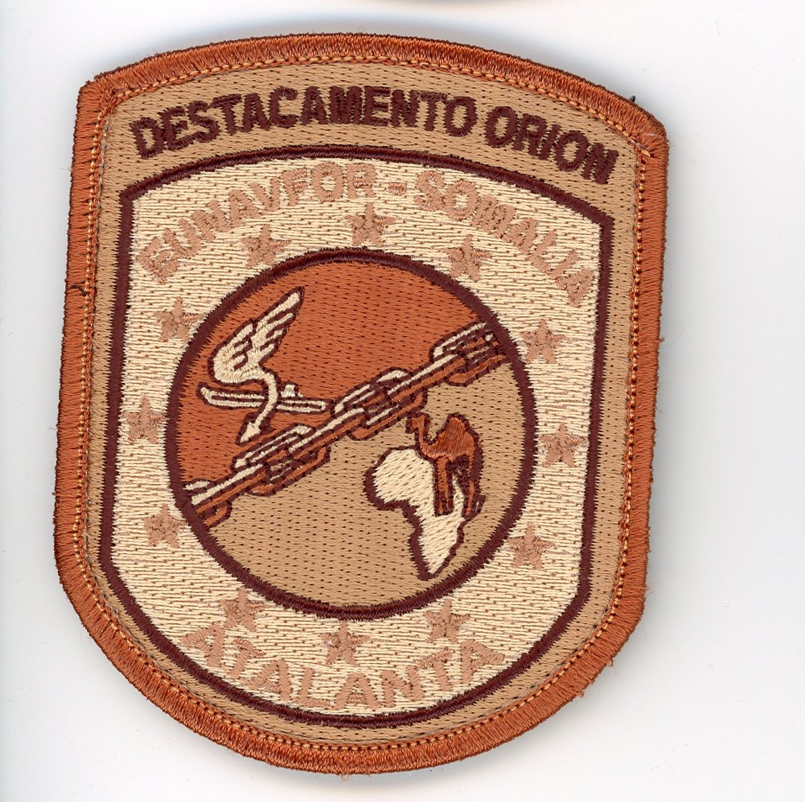 PATCH SPAIN AIR FORCE ORION DETACHMENT EUNAVFOR SOMALIA ATALANTA VEL BACK