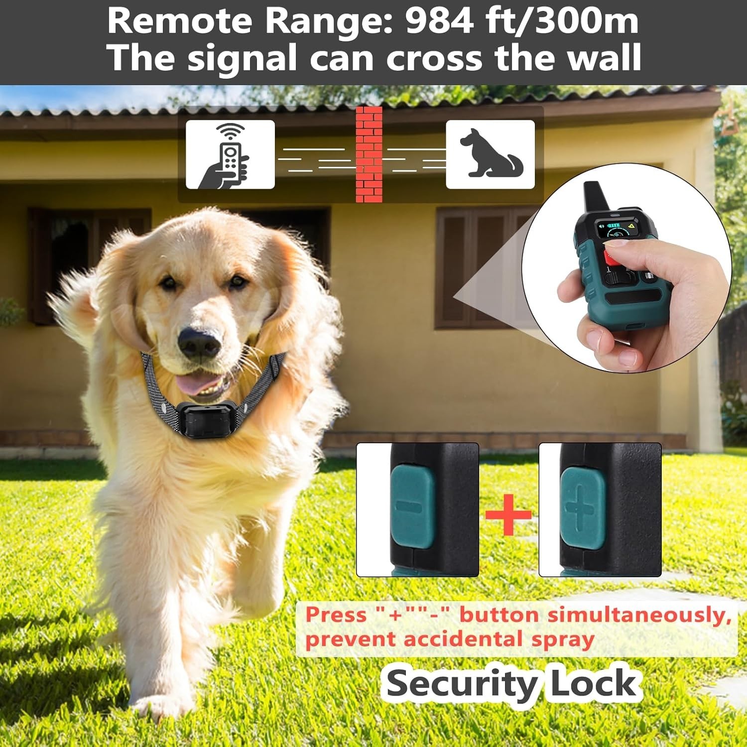 Spray Bark Collar for Dogs Remote 4 Modes Vibration Sound 1000FT Range ALL SIZE