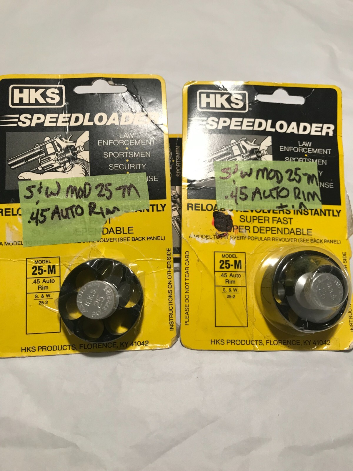 NOS 2 Pack of HKS 25-M  Speedloaders for Smith and Wesson 25-2 .45 Auto Rim