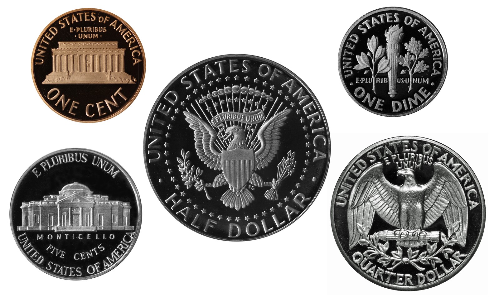 1998 -S Proof year Set - Coins ONLY - 5 Coins