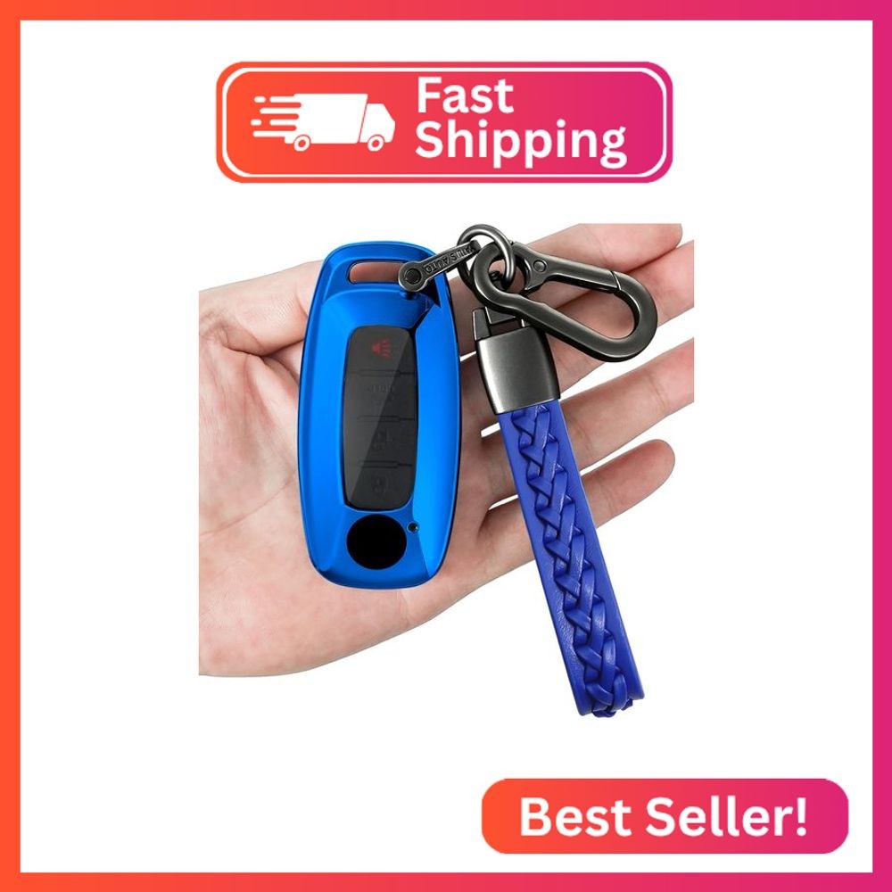 Yonmcfn for Nissan Key fob Cover with Metal/Leather Keychain,TPU Key case,Compat